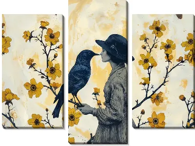 Дама в шляпе и ворон