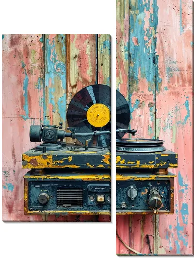 Модульная картина Виниловый проигрыватель с диском
