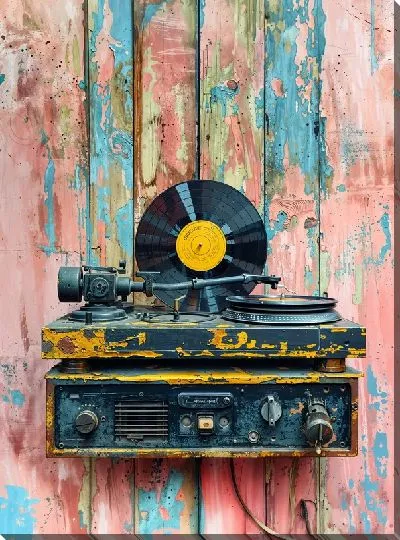Картина маслом Виниловый проигрыватель с диском