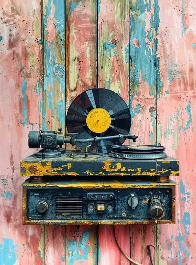 Плакат Виниловый проигрыватель с диском