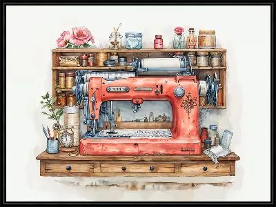 Розовая швейная машинка