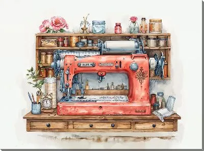Розовая швейная машинка