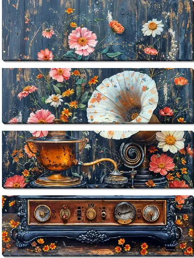 Модульная картина Композиция с граммофоном