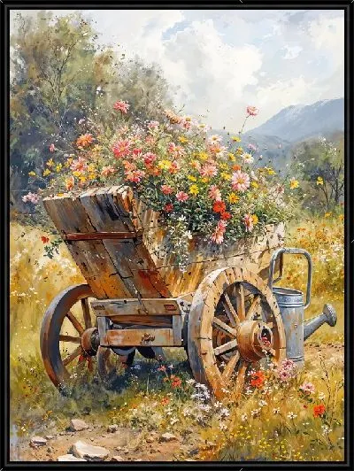 Картина Тачка с цветами