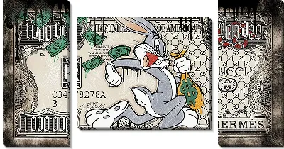 Модульная картина Кролик Багз Банни и доллары