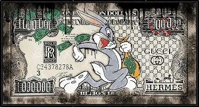 Картина Кролик Багз Банни и доллары