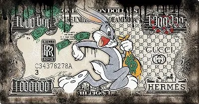 Картина маслом Кролик Багз Банни и доллары