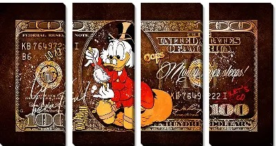 Модульная картина Скрудж Макдак в долларах
