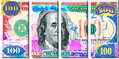 Модульная картина Разноцветный доллар