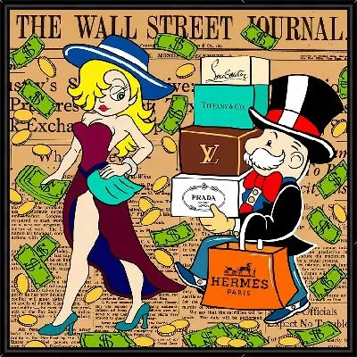 Картина Модница и монополия с долларами