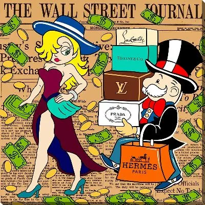 Постер Модница и монополия с долларами