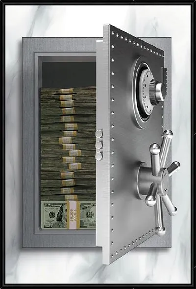 Картина Серебряный сейф с долларами