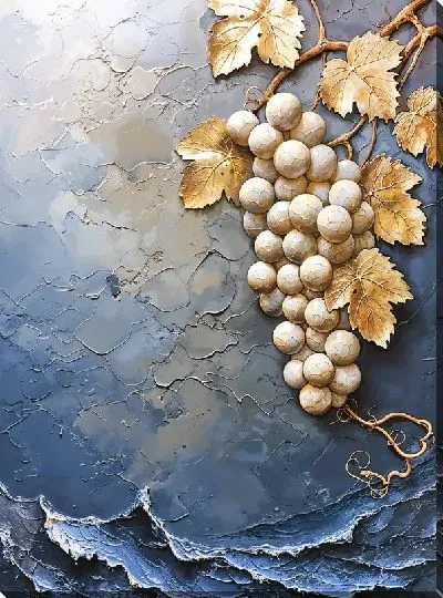 Картина маслом Виноград с золотыми листьями