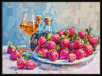 Натюрморт с клубникой в тарелке