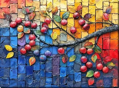 Картина маслом Ягоды в стиле арт №2