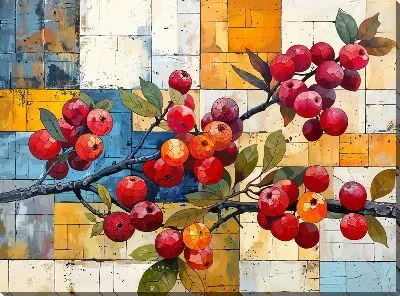 Картина маслом Ягоды в стиле арт №3