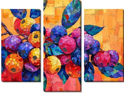 Модульная картина Ягоды в стиле арт №4