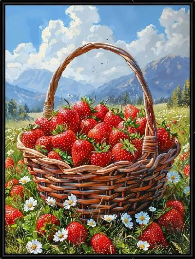 Картина Лукошки клубники в поле