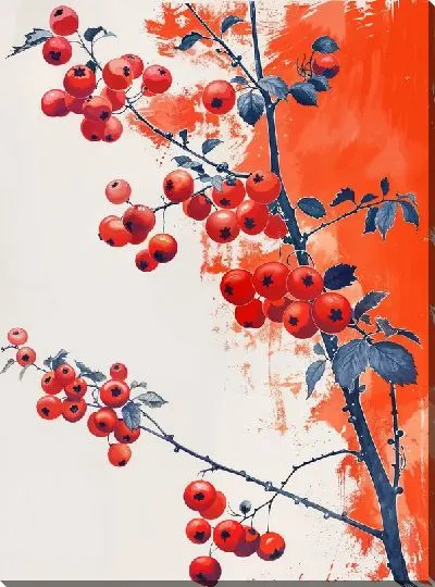 Картина маслом Красные ягоды №2