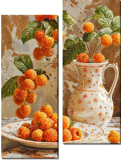 Модульная картина Желтая малина