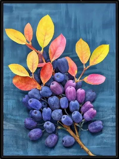 Картина Кизил на синем фоне