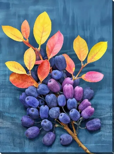 Постер Кизил на синем фоне