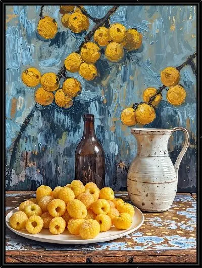 Картина Желтая малина в тарелке