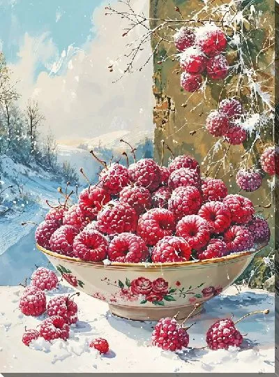 Картина маслом Зимняя малина