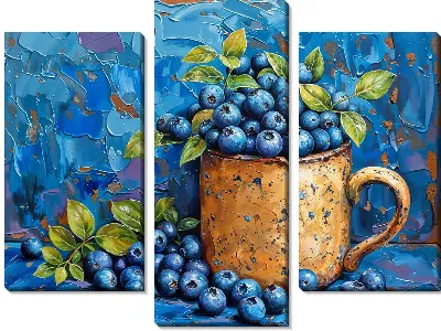 Модульная картина Черника в кружке