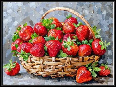 Спелая клубника в лукошке