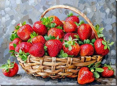 Спелая клубника в лукошке