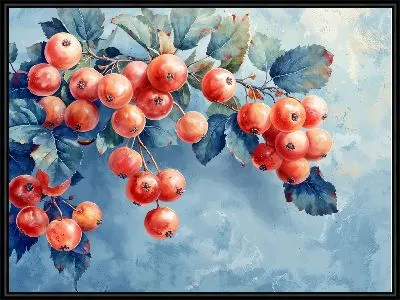 Ветка ягод на голубом фоне