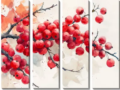 Модульная картина Ветка алых ягод