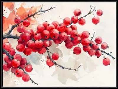 Картина Ветка алых ягод