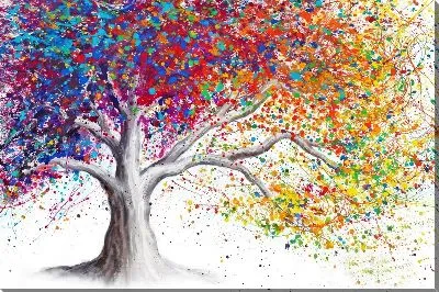 Дерево с цветными круглыми листьями