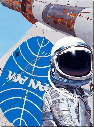 Картина маслом Космонавт у ракеты
