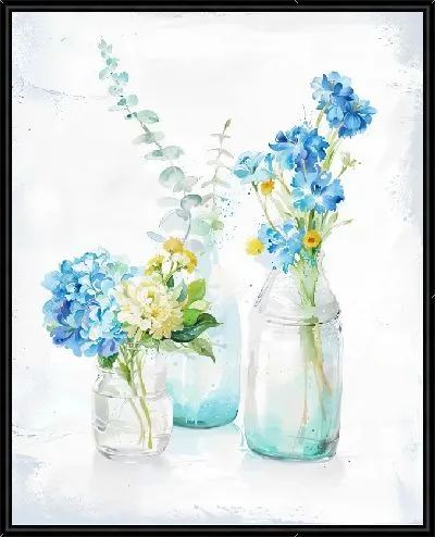 Картина Три стеклянные колбы с цветами