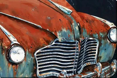 Картина маслом Ржавый бампер авто