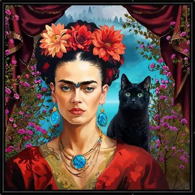 Фрида Кало и черный кот
