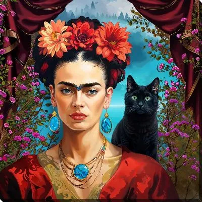 Фрида Кало и черный кот