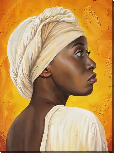Картина маслом Африканка в белом