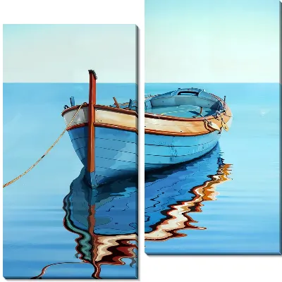 Модульная картина Синяя лодка на водной глади