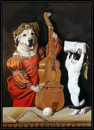 Картина Музыкальные кот и кошка