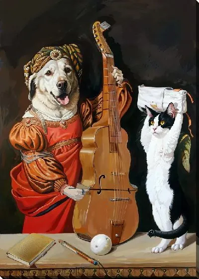 Постер Музыкальные кот и кошка