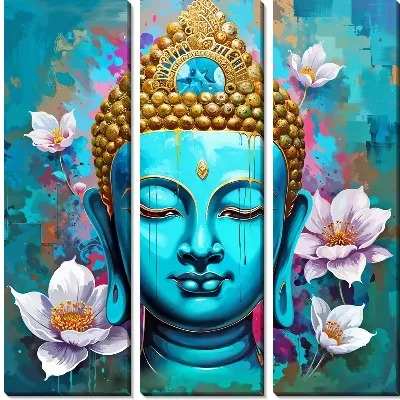 Модульная картина Бирюзовый Будда и лотос