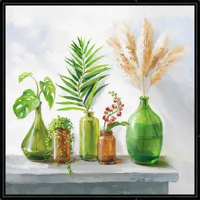 Композиция с растениями на сером столе