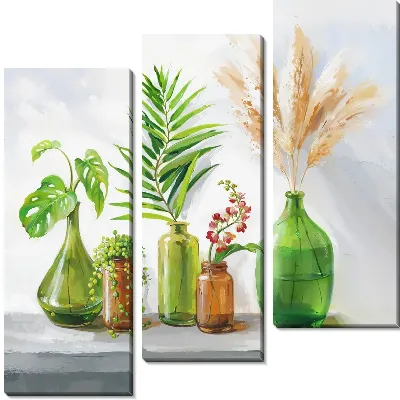 Композиция с растениями на сером столе