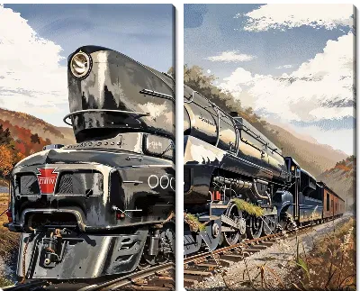 Модульная картина Старинный паровоз