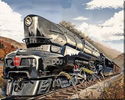 Картина маслом Старинный паровоз