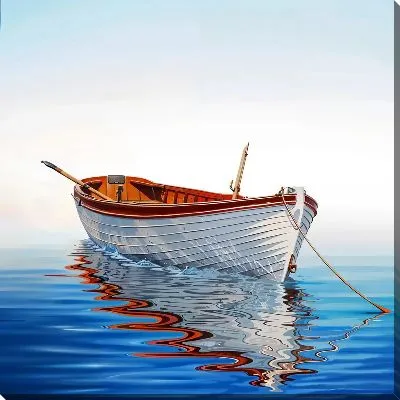 Картина маслом Белая лодка причалена